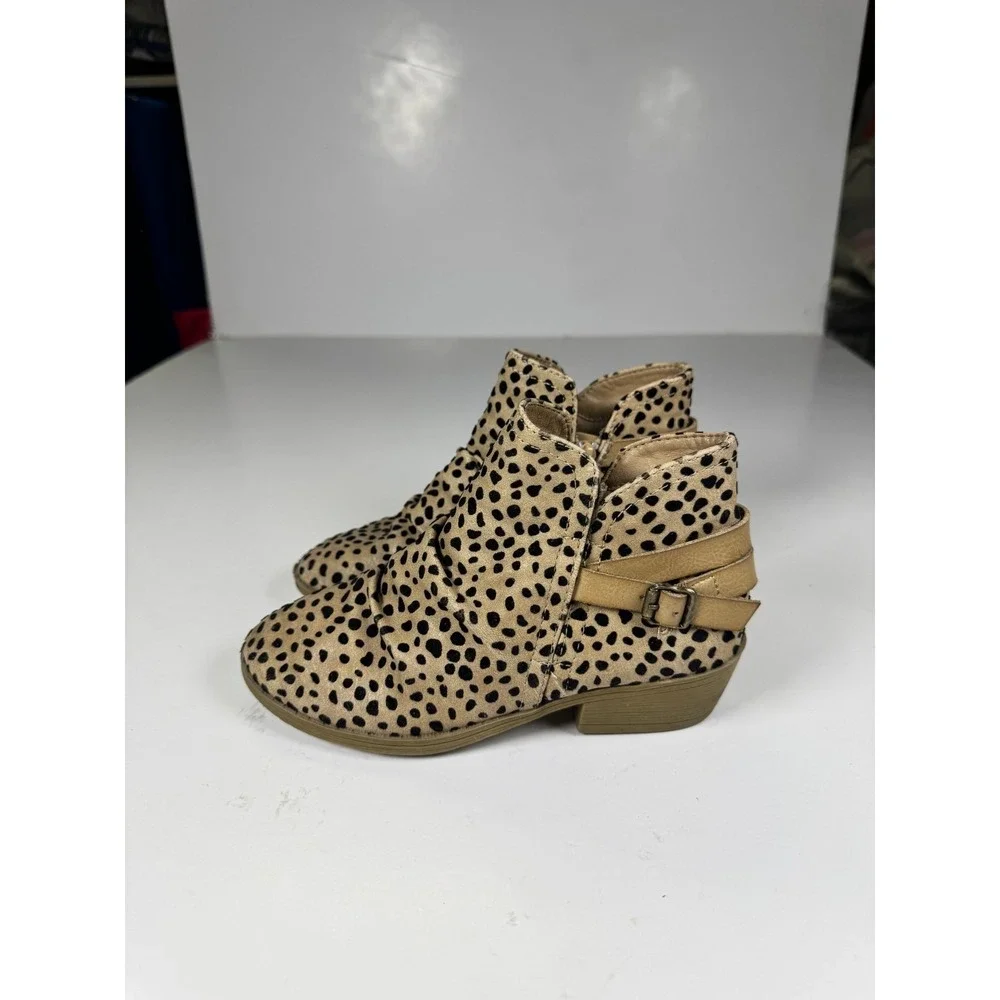 Blowfish Malibu Girls 2 Bootie Sand Pixie‎ Leopard Print Round Toe Ankle Boot